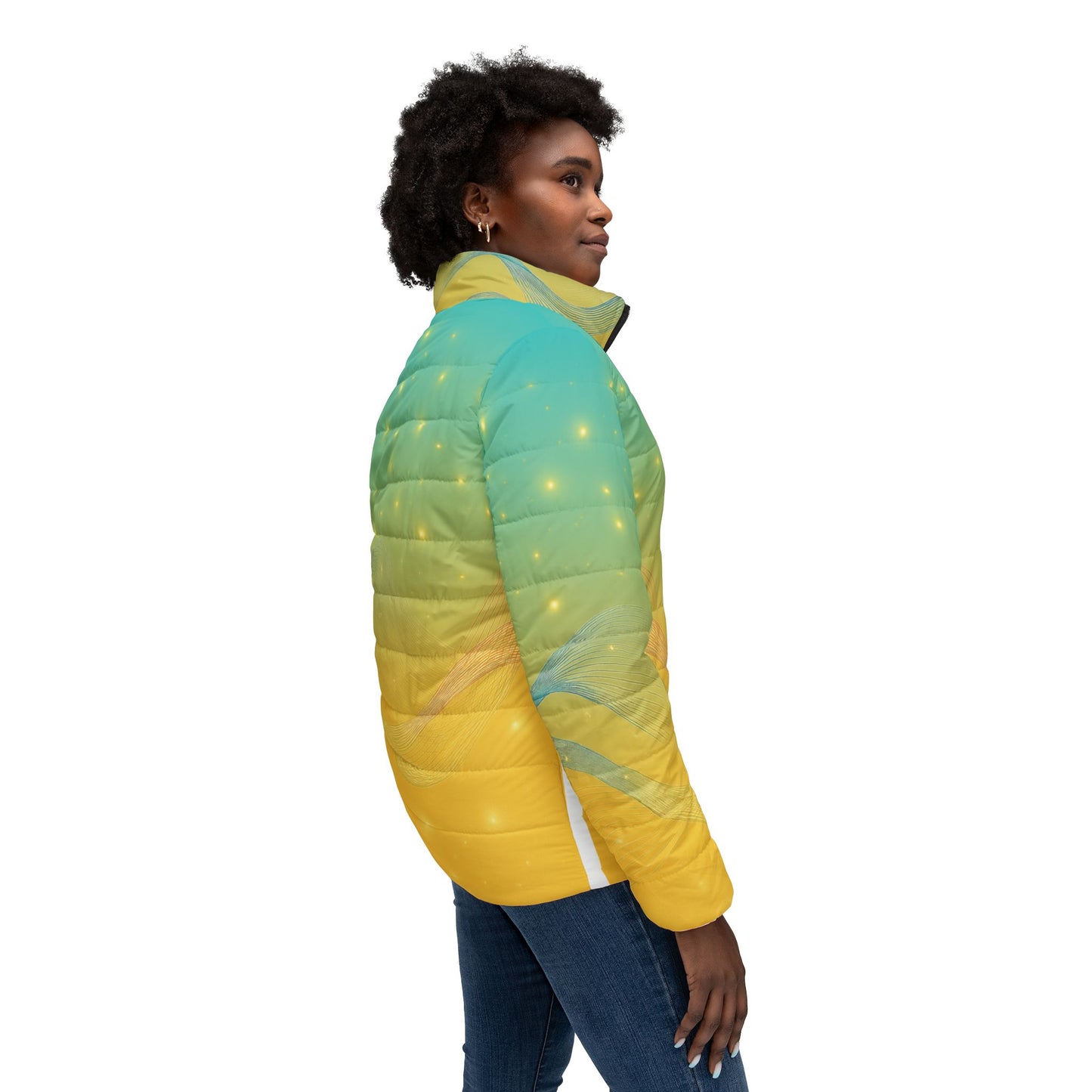 Gradient Starry Puffer Jacket — Women’s Lightweight Quilted Coat
