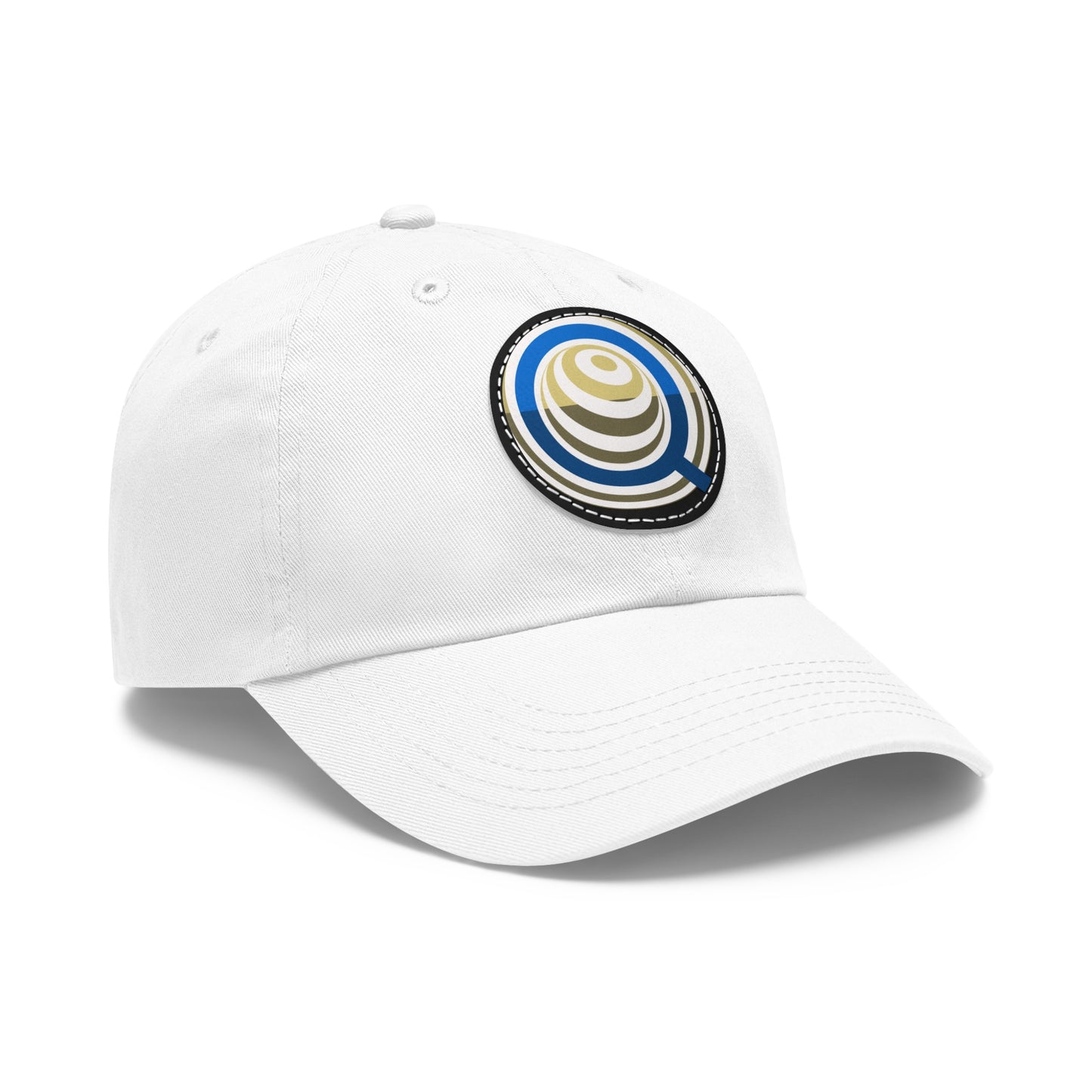 White Hat with Leather Patch (Round) Embroidered with QHS Logo