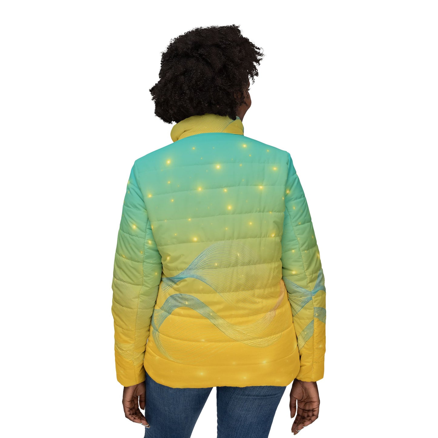 Gradient Starry Puffer Jacket — Women’s Lightweight Quilted Coat